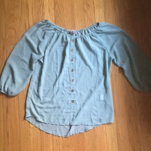 Turquoise flowy long sleeve
